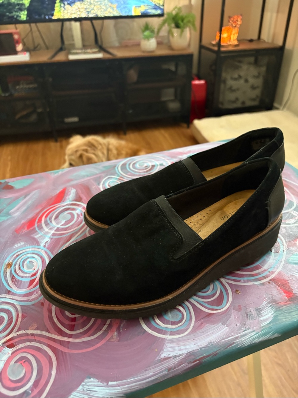 Clarks Black Slip-On Loafers